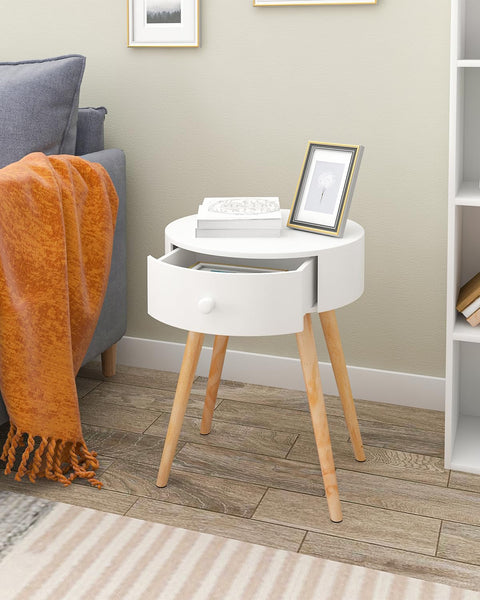 Rootz Bedside Table - Nightstand - Night Table - Accent Table - Side Table - End Table - Storage Stand - White - 38x38x48cm