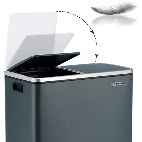 Rootz Trash Can Waste Separation 60 Liter - Trash Cans - Gray - 58.6 x 32 x 65 CM