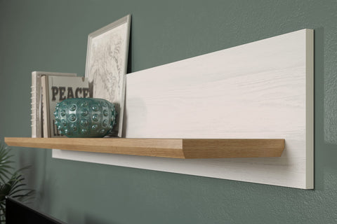 Rootz Shade Wandboard - Wall Shelf - Wall Rack - Wall Unit - Display Ledge - Floating Shelf - Mountable Board - Andersen Pine White/Artisan Oak - 146x25x21cm