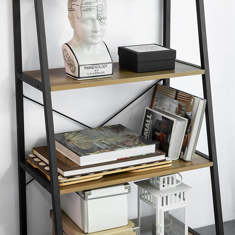 Rootz 4 Tiers Ladder Shelf Bookcase Book Shelf Storage Display Shelving Unit Standing Shelf