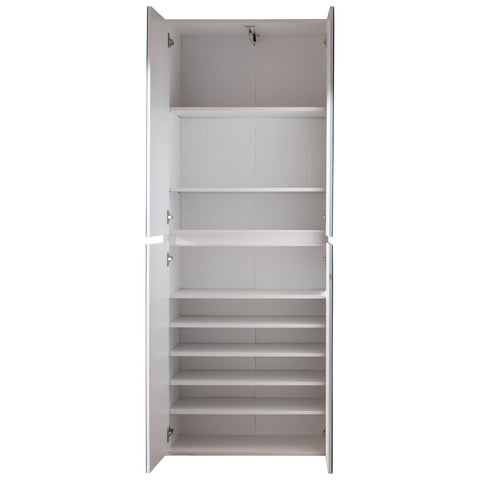 Rootz Mirror Wardrobe - Reflective Closet - Storage Cabinet - Mirrored Armoire - Dressing Unit - Storage Unit - Clothing Organizer - White Melamine - 74 x 191 x 34 cm