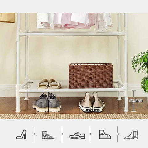 Rootz Clothes Rack - Coat Rack - Clothes Rail - Metal - 2 Rods - ?114 x 45 x 171 cm