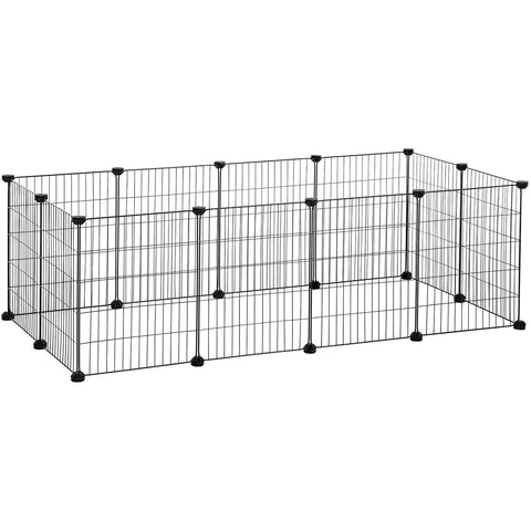 Rootz Animal Run - Adjustable Box - Animal Hutch - Guinea Pig Enclosure - Mesh House - 143 x 73 x 46 cm - Black