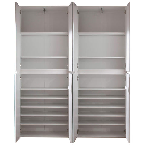 Rootz Wardrobe with Mirror - Closet - Storage Cabinet - Armoire - Clothes Organizer - Dressing Unit - White Melamine - 148 x 191 x 34 cm