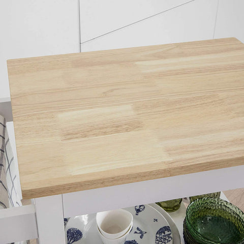 Rootz Keukenopbergwagen Serveerwagen Keukenplank met rubberen houten blad, 2 planken