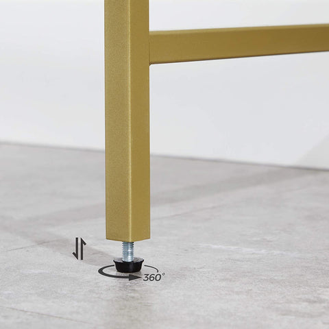 Rootz Console Table - Side Table - 2 Levels - Tempered Glass - Metal Frame - Adjustable Legs - Gold - 100 x 35 x 80 cm
