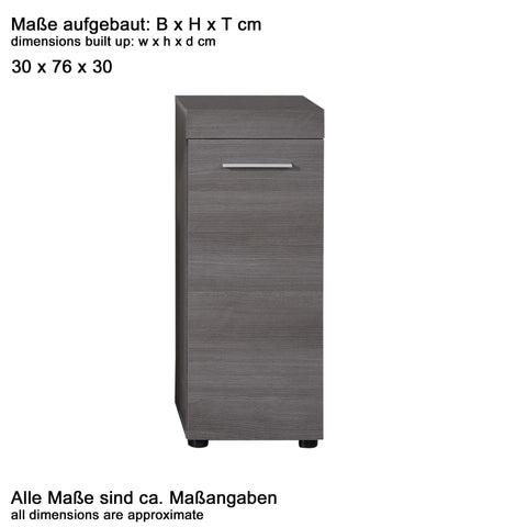 Rootz Standing Cabinet - Storage Unit - Furniture Piece - Home Organizer - Shelving Solution - Smoke Silver - 30x76x30cm