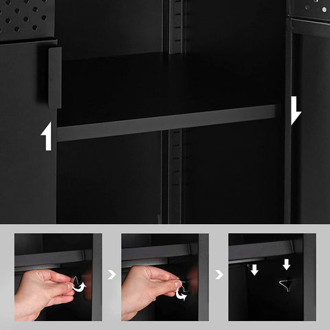 Rootz Sideboard - Sideboard - Storage Cabinet - Magnetic Closure - Adjustable Shelves - Metal - Processed Wood - Brown - Black - 80 x 40 x 76 cm