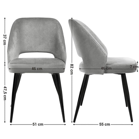 Rootz Eetkamerstoel Set Van 2 - Moderne En Elegante Vrijetijdsstoel - Set Van 4 Eetkamerstoelen - 51 x 55 x 82 cm
