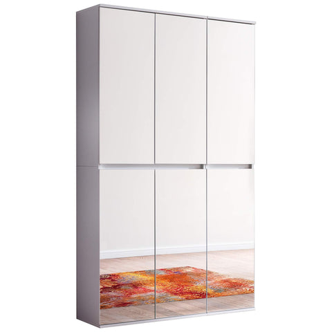 Rootz Mirror Wardrobe - Storage Closet - Clothing Cabinet - Organizer - Dressing Unit - White - 111x191x34 cm