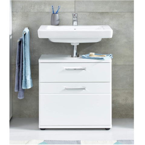 Rootz Bathroom Vanity Unit - Storage Cabinet - Washbasin Stand - Sink Base - Bathroom Organizer - Under-sink Cabinet - Bath Storage - White - 60 x 58 x 38 cm