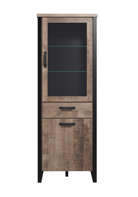 Rootz Wooden Display - Furniture - Furnishing - Showcase - Item Piece - Creation - Article - Brown & Black - 70 x 195 x 45 cm