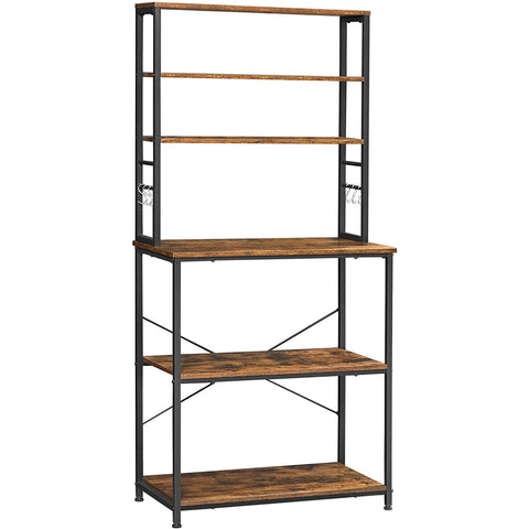 Rootz Küchenschrank – Küchenregal – 6 Haken – Metall – Industriell – Braun – Schwarz – 80 x 40 x 167 cm