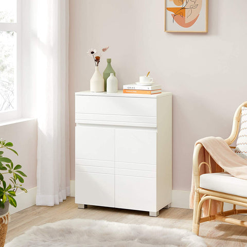 Rootz Bathroom cabinet - Storage cabinet - Sideboard - French doors - Drawer - White - MDF - 60 x 30 x 80 cm