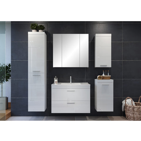 Rootz Modern Bathroom Wall Cabinet - Stylish Wall Storage - Sleek White High Gloss - Ample Space - 35 x 75 x 16 cm