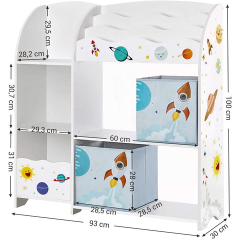 Rootz Toy Organizer - Speelgoed opbergen - Kinderkast - Wit - 93 x 30 x 100 cm