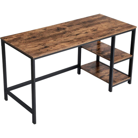 Rootz Desk - Computer table - Storage space - Industrial - Brown - Black - Processed Wood - Steel - 140 x 60 x 75 cm