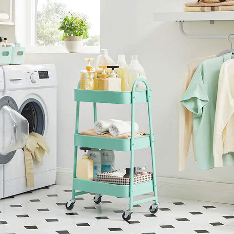 Rootz Kitchen trolley - Kitchen trolley - Serving trolley - 3 Levels - 2 Brakes - Handles - Metal - Black