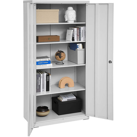 Rootz File Cabinet - Office Cabinet - Storage Cabinet - 5 Shelves - Steel - Grey