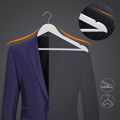 Rootz Kleiderbügel mit Schulterkerben – Weiß – 44,5 x 1,2 x 23 cm