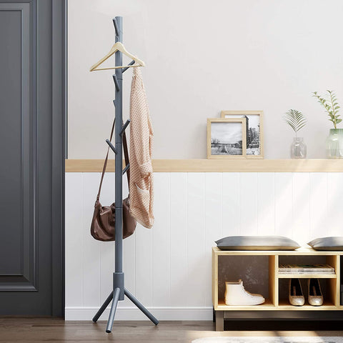 Rootz Coat rack - Freestanding - Clothes stand - Solid Wood - 8 Hooks - Tree-shaped - Gray / White - 47 x 47 x 175 cm