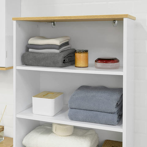 Rootz Badkamer Hoge Kast - Hoge Kast - Opbergkast met 3 Planken en 2 Deurtjes - B60 x D30 x H160cm