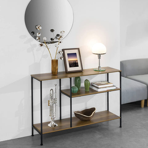 Rootz Console Table - Hall Table - Side Table - End Table - Living Room - Sofa Table - with 3 Shelves - W120 x D30 x H80cm