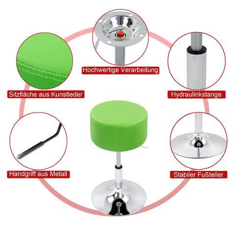 Rootz Designer Hocker - Stool - Seating Chair - Swivel Seat - Adjustable Chair - Modern Stool - Rotating Seat - White - 15.7x15.7x10.2inches