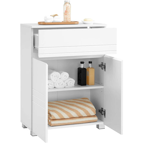 Rootz Bathroom cabinet - Storage cabinet - Sideboard - French doors - Drawer - White - MDF - 60 x 30 x 80 cm