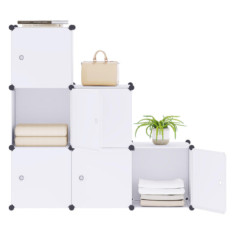 Rootz Wardrobe - Closet - Storage Unit - Clothing Organizer - Shelving System - Cabinet - White - 96x30x96cm