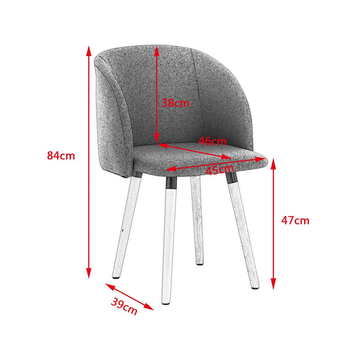 Rootz Dining Chair Set - Seating Ensemble - Kitchen Seats - Dinner Stools - Comfort Chairs - Linen-Cushioned Perches - Mealtime Benches - Light Gray - 45x46cm Seat Size