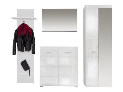 Rootz Wardrobe Cabinet - Stylish Closet Ensemble - White Gloss - Ample Storage - Modern Design - 233x195x38cm