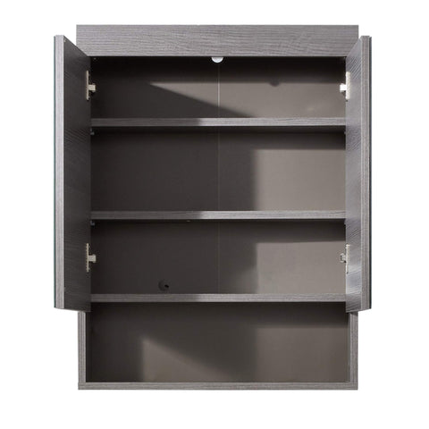 Rootz Bathroom Mirror Storage Cabinet - Vanity Organizer - Elegant Bath Cupboard - Smoke Silver Glamour - 58x75x18 cm