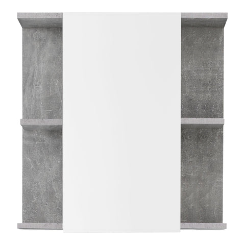 Rootz Mirror Cabinet - Reflective Storage - Wall Unit - Vanity Organizer - Bath Furniture - Reflection Case - Washroom Locker - Concrete Stone Melamine - 60cmx62cmx20cm