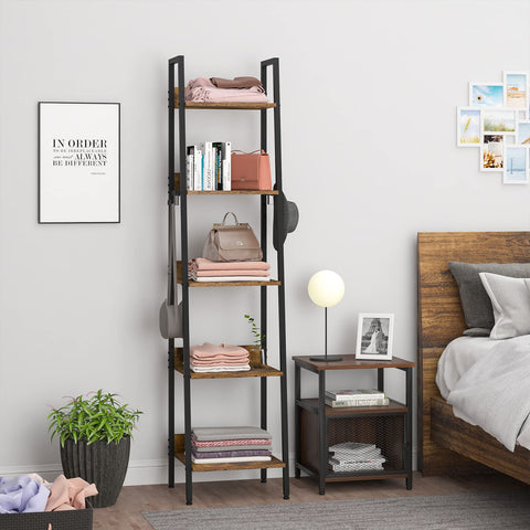 Rootz Stylish Industrial Shelving Unit - Bookcase - Storage Rack - Display Stand - Organizer - Shelf - Black - 40x170x36 cm