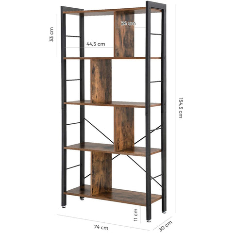 Rootz Bookcase - Bookcases - Industrial - Wood - Iron Frame - 74 x 30 x 154.5 cm (LxWxH)