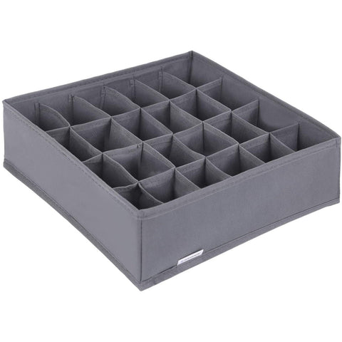 Rootz Storage Boxes - Drawer Organizer - Compartments - Foldable - Underwear - Socks - Ties - Fabric - Set Of 4 - Dark Gray