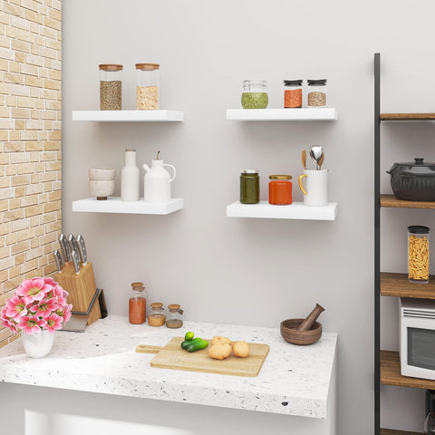 Rootz Wall Shelf Set - Floating Bookshelf - Mounted Display Racks - Storage Shelves - Decorative Ledges - Hanging Bookcase - White - 25x22.9x3.8cm