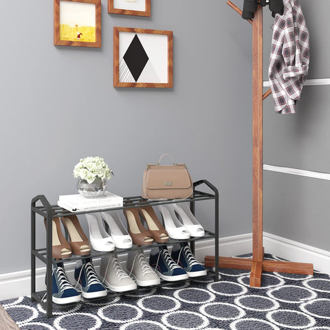 Rootz Shoe Rack - Footwear Stand - Shoe Storage - Shoe Organizer - Shoe Shelf - Shoe Holder - Footwear Display - Black - 79x19.5x45cm