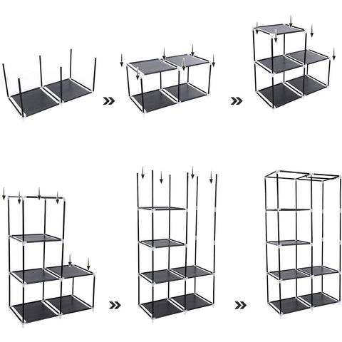 Rootz Wardrobe XL - Wardrobe - Foldable Wardrobe Black