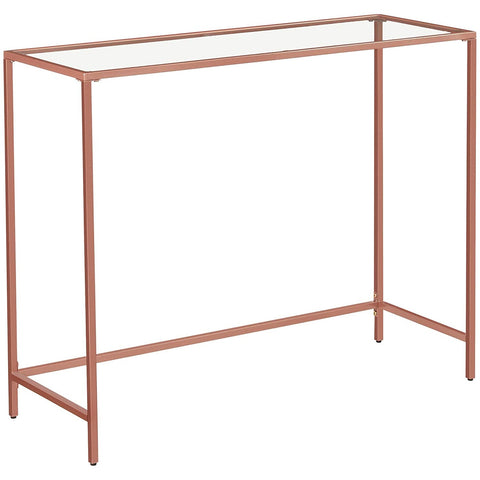 Rootz Coffee Table - Rectangular Glass Table - Golden Iron Frame - Side Table - Adjustable Legs - 100 x 35 x 80 cm (LxWxH)