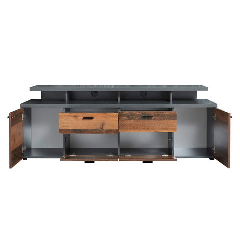 Rootz TV Lowboard - Media Console - Entertainment Stand - Television Cabinet - TV Bench - Media Stand - Dark Brown & Grey - 180x66x47 cm