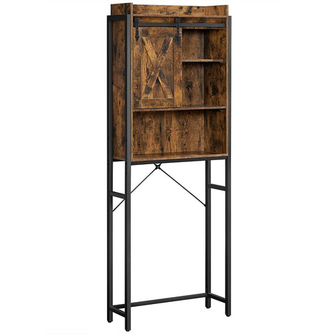 Rootz Storage Cabinet - Toilet Cabinet - Bathroom Cabinet - Steel Frame - Washing Machine Cabinet - Industrial - Brown - Black - 64 x 24 x 171 cm