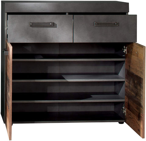 Rootz Shoe cabinet - Storage for shoes - Cupboard - Sideboard - 90 x 89 x 34 cm Graphite gray