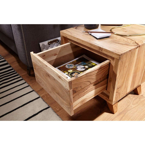 Rootz Nightstand - Wooden Side Table - Brown - 45 x 45 x 44 cm