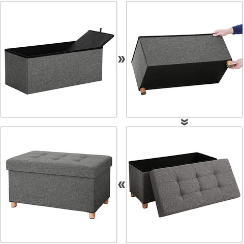 Rootz Hocker - Pouf - Storage space - Dark gray - 76 x 38 x 40 cm