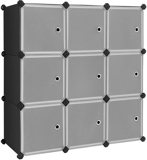 Rootz Aufbewahrungssystem – 9 Würfel – Organizer – Aufbewahrung – Kunststoff – Kunststoff – Schwarz – 93 x 31 x 93 cm