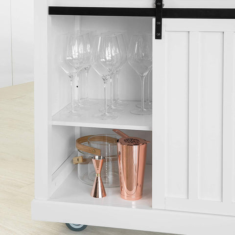 Rootz Keukenopbergwagen - Keukenkast - Kast - Dressoir - Keukeneiland met RVS Bovenblad &amp; 2 Schuifdeuren