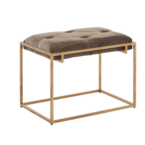 Rootz Bench - Gestoffeerde gangbank met metalen frame - Chesterfield Design bedbank voor slaapkamer - Moderne gang/garderobebank - Fluwelen bank bruin 60x48x40 cm