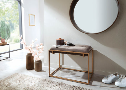 Rootz Bench - Gestoffeerde gangbank met metalen frame - Chesterfield Design bedbank voor slaapkamer - Moderne gang/garderobebank - Fluwelen bank bruin 60x48x40 cm